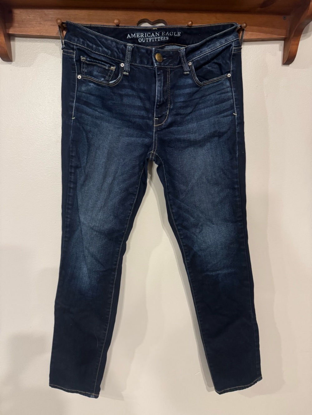 American Eagle Outfitters Women's Dark Blue Stretch Skinny Jeans